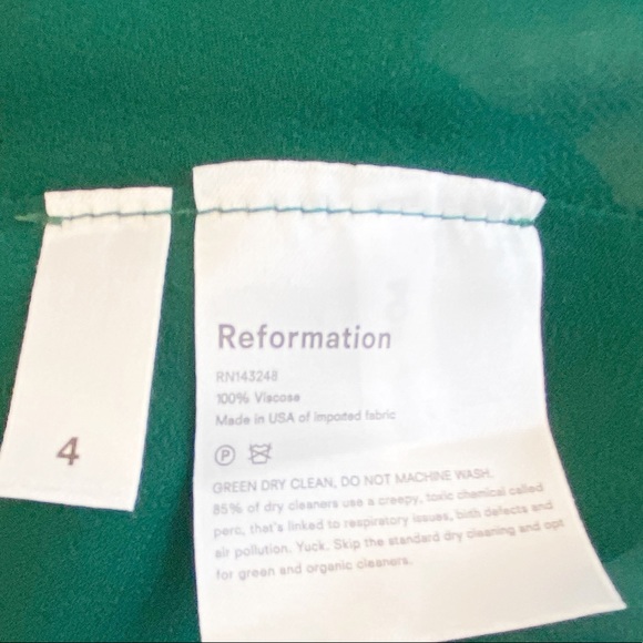 Reformation Laurelei Dress in Emerald Green Size 4 - Picture 11 of 11
